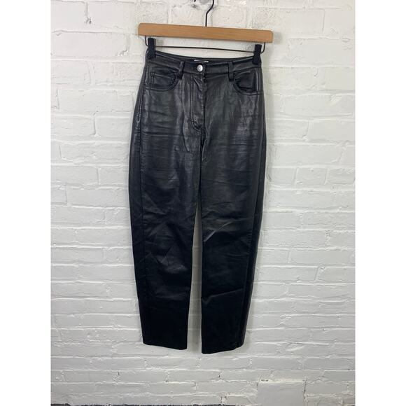 Aritzia Wilfred Women's The Melina Faux Leather Trouser Pants Black Size 00 - Picture 4 of 8